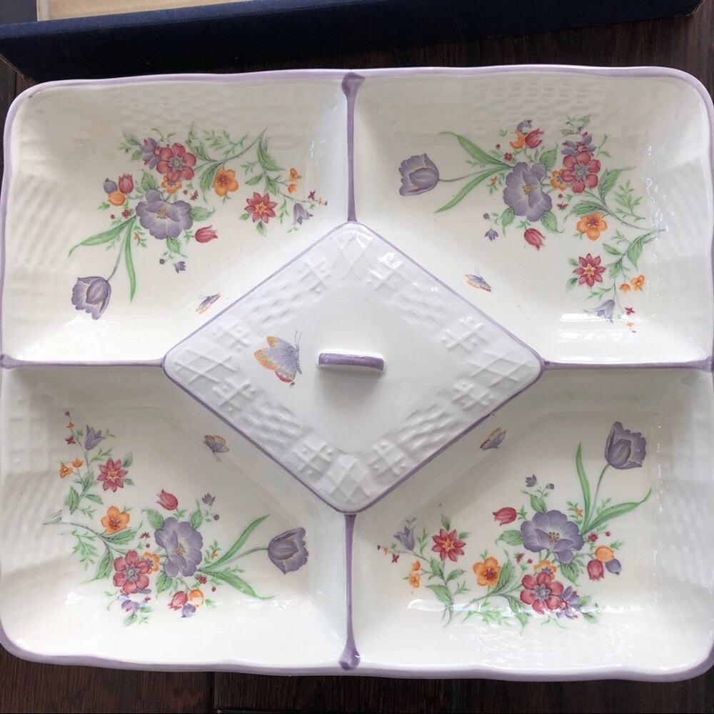 Vintage Condiment Dish Tominaga Japan Crazing Relish Dip Veggie Grannycore